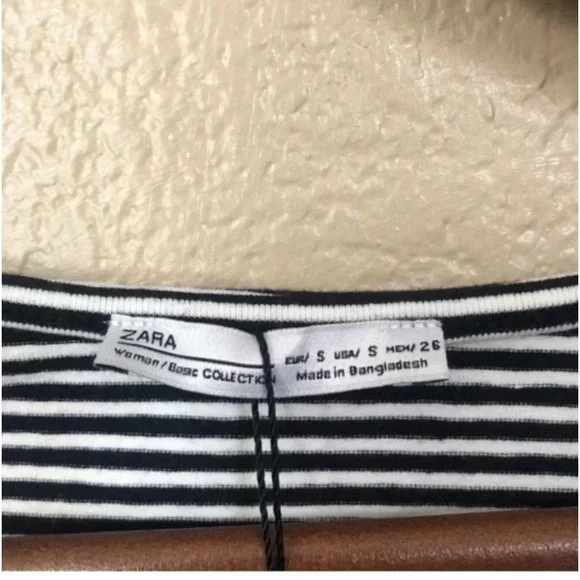 NWT Zara Striped Crop Large Ruffle Bell Sleeve Top Size Small - Picture 5 of 7